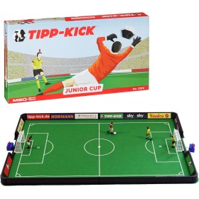 TIPP-KICK Junior Cup con borde 82x56 cm – Futbolín listo para jugar con 2x jugadores, 2x guardametas, 2x porterías de plástico,