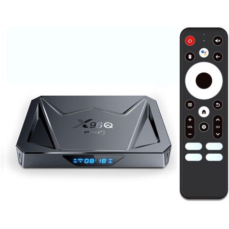 Android TV Box 14.0, X96Q Pro+ con 2GB RAM 16GB ROM Bluetooth 5.0 y 2 Puertos USB 6K/8K Resolución HD Soporte 2.4 GHz/5 GHz WiFi