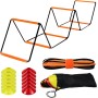 VIKZON Kit Avanzado de Entrenamiento de Fútbol: Escalera de Entrenamiento Plegable y Ajustable + Conos de Entrenamiento + Bolsa