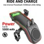 UPPEL Altavoz Bluetooth Bicicleta Portatil Bluetooth 5.1 + Altavoz + 5000mAh Banco de Energía + Luz para Bici +Timbre de Bici +