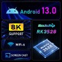 Android 13.0 TV Box, H96MAX TV Box 4GB RAM 32GB ROM RK3528 Quad Core Cortex-A53, soporta 4K 6K 8K de resolución 3D 2.4GHz WiFi