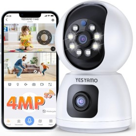 YESYAMO Cámara Vigilancia WiFi Interior 2K 4MP, Cámara Vigilancia Domicilio WiFi con 2.4G/5G WiFi 360° Cámara de Seguridad para