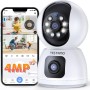 YESYAMO Cámara Vigilancia WiFi Interior 2K 4MP, Cámara Vigilancia Domicilio WiFi con 2.4G/5G WiFi 360° Cámara de Seguridad para