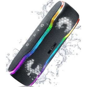 AY Altavoz Bluetooth Potente, IPX7 Impermeable Altavoz Bluetooth 5.3 Portatil con Luz LED de Color y Graves Ricos, Maridaje