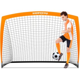 Happy Jump Portería De Fútbol 3x2.2FT, 4x3FT, 5x3.6FT, 7x5FT Pop-Up Jardín Entrenamiento De Fútbol para Patio Trasero