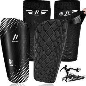 Herenear Espinilleras de Fútbol para Niños, Espinilleras Fútbol con Calcetines Elásticas, Transpirables Espinilleras,