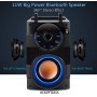 Altavoces Bluetooth, Inalámbrico Portátil con Subwoofer, Graves Pesados, Luces LED, Radio FM, Control Remoto, Reproductor de