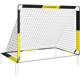LARMNEE Portería de Fútbol para Niños, Entrenador de Portería de Fútbol, Plegable y Portátil, 2 en 1 con Pared, 5 Agujeros de