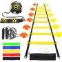 LangRay Accesorios de Entrenamiento de Fútbol con Escalera de Coordinación 6 m, 12 Conos, 1 Cuerda de Saltar, 1 Entrenador de