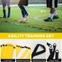 LangRay Accesorios de Entrenamiento de Fútbol con Escalera de Coordinación 6 m, 12 Conos, 1 Cuerda de Saltar, 1 Entrenador de