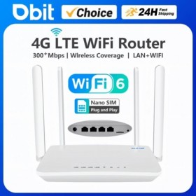 Enrutador WiFi DBIT 4G LTE, enrutador WiFi6 de 300Mbps, ranura para ta