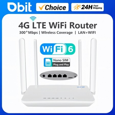 Enrutador WiFi DBIT 4G LTE, enrutador WiFi6 de 300Mbps, ranura para ta