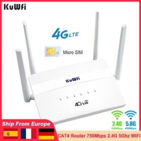Módem KuWfi CAT4 4G 750Mbps 2,4G 5GHz enrutador Wifi inalámbrico de do