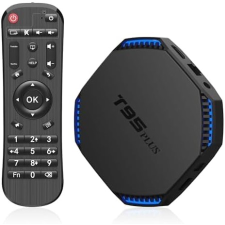 Android TV Box, T95PLUS S905 X4 Android 11.0 Box, 4 GB RAM 32 GB ROM Quad Core Arm Cortex-A55, Compatible con WiFi de 2.4 GHz/5