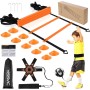 YISSVIC Kit Entrenamiento Futbol Juego Escalera de Agilidad 6 m 12 Peldaños con 10 Conos 4 Postes Fútbol Kick Throw Trainer para