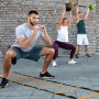 YISSVIC Kit Entrenamiento Futbol Juego Escalera de Agilidad 6 m 12 Peldaños con 10 Conos 4 Postes Fútbol Kick Throw Trainer para