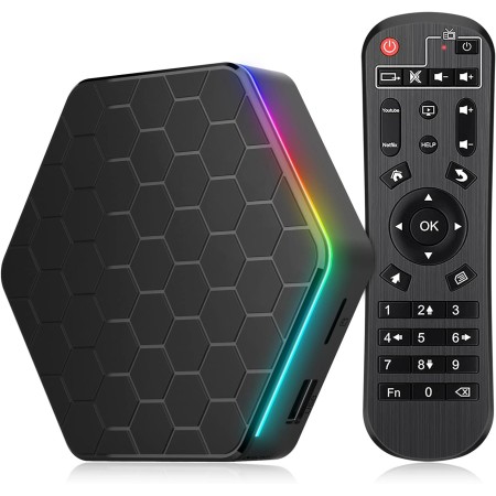 Android 12.0 TV Box, Android Box con 4GB RAM 32GB ROM Allwinner H618 Quad-Core 64-bit Arm Corter-A53 CPU 6K Resolución 2.4GHz/