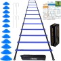 Ohuhu Juego de Entrenamiento Escalera de 12 peldaños con Tutorial, con 12 Conos de Campo y 4 Clavos. Ideal para Juego de pies