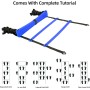 Ohuhu Juego de Entrenamiento Escalera de 12 peldaños con Tutorial, con 12 Conos de Campo y 4 Clavos. Ideal para Juego de pies