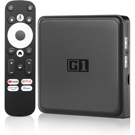 Kinhank Android 14.0 TV Box G1-4K UHD Smart TV Box Compatible con Google y Netflix Certificado, Dolby Vision·Dgital Plus, 4G+32G