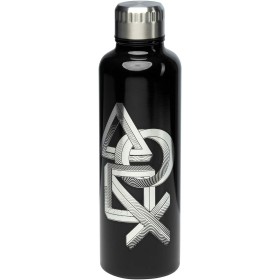 Paladone PP6582PS Botella de Agua metálica Playstation, Juventud Unisex, Negro, 7 x 7 x 24 cm