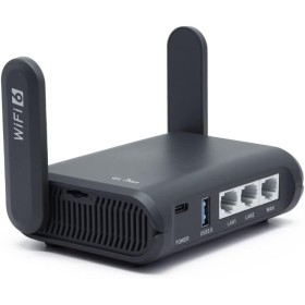 GL.iNet AXT1800 (Slate AX) Router WiFi 6 para el hogar y los Viajes, 1800 Mbps, WiFi 6 802.11ax, Doble Banda 2.4GHz/5GHz, 3 LAN