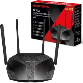 MERCUSYS AX3000 - Router Wi-FI 6 doble banda, velocidad Wi-FI hasta 2402 Mbps (5 GHz) + 574 Mbps (2,4 GHz), canal 160 MHz, 3