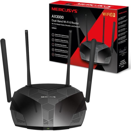 MERCUSYS AX3000 - Router Wi-FI 6 doble banda, velocidad Wi-FI hasta 2402 Mbps (5 GHz) + 574 Mbps (2,4 GHz), canal 160 MHz, 3