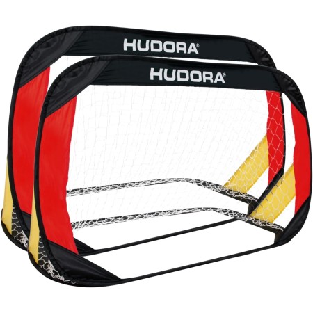 HUDORA Conjunto De 2 Porterías De Fútbol Plegables I Set de Porterías de Fútbol Plegables para Niños y Adultos I con Bolsa de