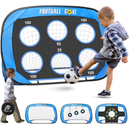 Bnlei Porteria Futbol Niños Plegable, Porterias de Futbol para Niños, Portería de Futbol para Jardin, 4 Modos Entrenamiento