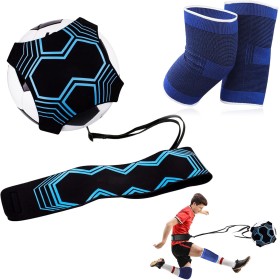 YanBous Ayuda de Entrenamiento de Fútbol Solo, Entrenador de Patadas con Cinturón Ajustable, Incluye Rodilleras, Accesorios de