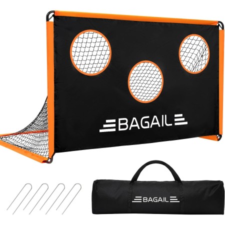 BAGAIL Portería de Fútbol, Red de Fútbol Diseñada 2 en 1 con Portería, Viene con Bolsa de Transporte Portátil, Fácil de Montar,