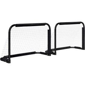 HOMCOM portería de fútbol Juego de 2 porterías de fútbol Plegables con Marco de Metal para niños y Adultos, jardín, 90 x 36 x 60