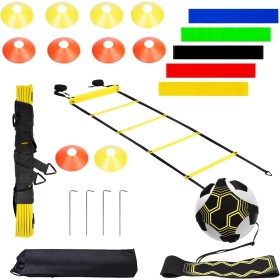 VIKILON 21 Piezas Accesorios, Kit Fútbol para Niños, Coordinación Escalera de Entrenamiento, Equipo de Escalera de Agilidad y