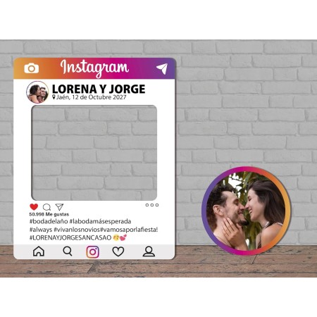 Photocall de Cartón Instagram Personalizado Eventos o Celebraciones puntuales | Medidas 80x100cm | Ventanas Troqueladas |