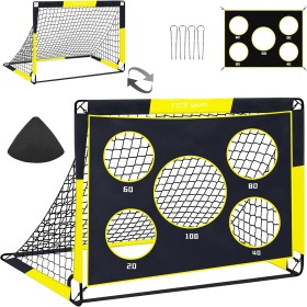 TTCB Sports Portería de Fútbol para Niños - 120x90x90cm Pop Up 2 en 1 Porterías de Fútbol, 5 Disparar y Bolsa de Transporte,