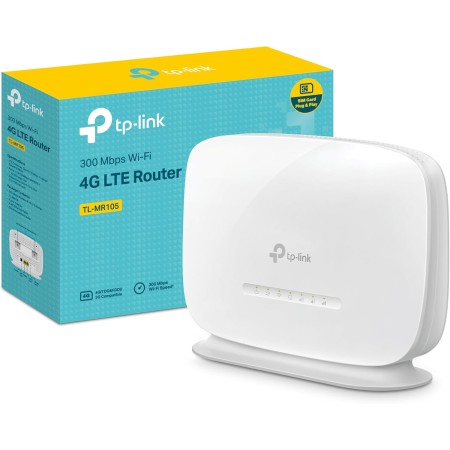 [2024 Nuevo] TP-Link TL-MR105| Router 4G LTE (Cat 4), Router 3G/4G Velocidad de Red hasta 300Mpbs, MicroSim, Puerto Ethernet