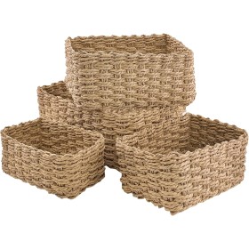 anshuke Almacenamiento Juego de 4 cestas Organizador cajones baño Almacenaje Ropa Cajones Cesta navidad vacia cuerda de papel
