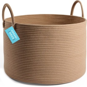 OrganiHaus Cesta para Guardar Mantas 50x33cm, Cesto Ropa Sucia, Cesta de Almacenaje de Cuerda, Cesta Organizadora Grande para