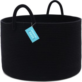 OrganiHaus Cesta para Guardar Mantas 50x33cm, Cesto Ropa Sucia, Cesta de Almacenaje de Cuerda, Cesta Organizadora Grande para