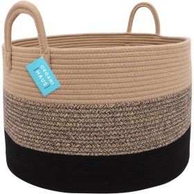 OrganiHaus Cesta para Guardar Mantas 50x33cm, Cesto Ropa Sucia, Cesta de Almacenaje de Cuerda, Cesta Organizadora Grande para