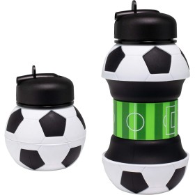 Botella de Agua Plegable para Niños y Niñas sin BPA,550ml Futbol Botella de Agua Silicona,Cantimplora Infantil para Camping,