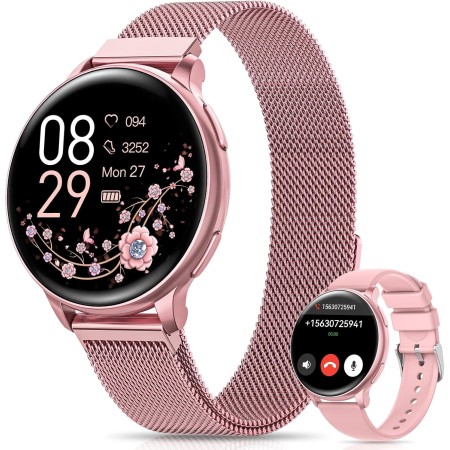 Sanorum Reloj Inteligente Mujer con Llamadas, 1.27'' Smartwatch Mujer Función Femenina, 120+ Modos Deportivos, 24H Pulsometro,