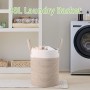 VORHOT Cesto Ropa Sucia Tejida de Algodón, 38L Laundry Basket con Asa, Boho Cubo Ropa Sucia para Lavadero Habitación Salon Baño,