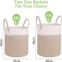VORHOT Cesto Ropa Sucia Tejida de Algodón, 38L Laundry Basket con Asa, Boho Cubo Ropa Sucia para Lavadero Habitación Salon Baño,