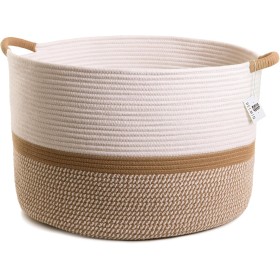BELMIN Cesta Almacenaje XL – 50x33cm – Cesta Decorativa con Asas, Ideal para Cesta Ropa, Cestas Almacenaje Juguetes, Cesto Ropa