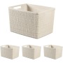 Curver Juliet- Cesta Rectangular Grande 20L, Almacenaje, Ordenación, 100% plástico Reciclado, Acabado Yute, 36x28xH23 cm, Blanco
