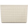 Curver Juliet- Cesta Rectangular Grande 20L, Almacenaje, Ordenación, 100% plástico Reciclado, Acabado Yute, 36x28xH23 cm, Blanco