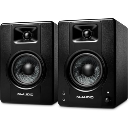 M-Audio BX3 Pair - Par de Monitores de estudio, Altavoces para PC de sobremesa de 120 W para videojuegos, producción musical,