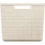 Curver Juliet- Cesta Rectangular Grande 20L, Almacenaje, Ordenación, 100% plástico Reciclado, Acabado Yute, 36x28xH23 cm, Blanco